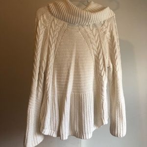 Lovely Cowl Neck White Knitted Express Sweater